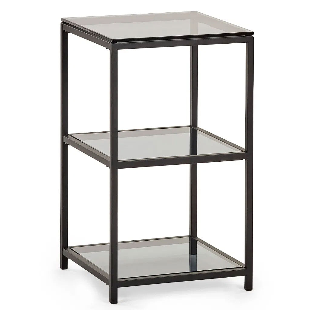 Smoked Glass Side Table Tall Narrow - Chicago