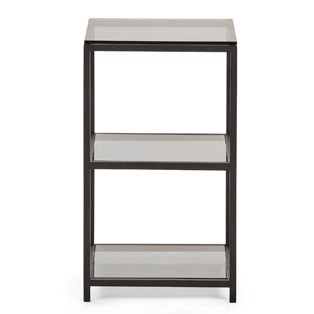Smoked Glass Side Table Tall Narrow - Chicago