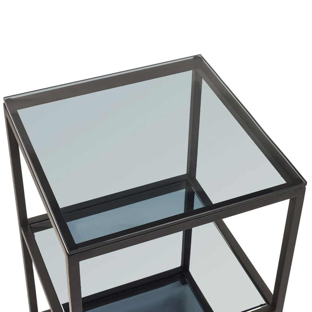 Smoked Glass Side Table Tall Narrow - Chicago