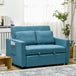 Snow Flannel Fabric 2 Seater Sofa Bed 120cm Wide With 2 Pillows - Velmora