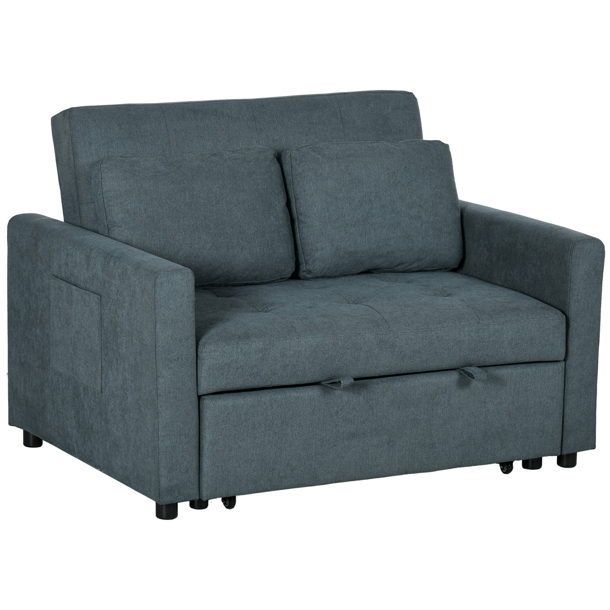 Snow Flannel Fabric 2 Seater Sofa Bed 120cm Wide With 2 Pillows - Velmora