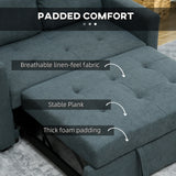 Snow Flannel Fabric 2 Seater Sofa Bed 120cm Wide With 2 Pillows - Velmora