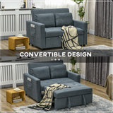 Snow Flannel Fabric 2 Seater Sofa Bed 120cm Wide With 2 Pillows - Velmora