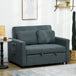 Snow Flannel Fabric 2 Seater Sofa Bed 120cm Wide With 2 Pillows - Velmora
