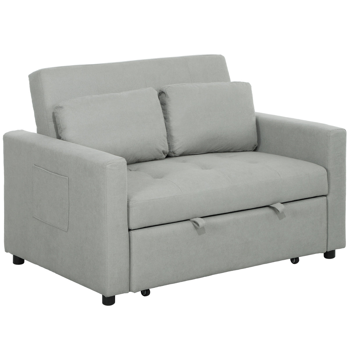 Snow Flannel Fabric 2 Seater Sofa Bed 120cm Wide With 2 Pillows - Velmora