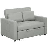 Snow Flannel Fabric 2 Seater Sofa Bed 120cm Wide With 2 Pillows - Velmora