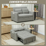 Snow Flannel Fabric 2 Seater Sofa Bed 120cm Wide With 2 Pillows - Velmora