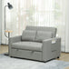 Snow Flannel Fabric 2 Seater Sofa Bed 120cm Wide With 2 Pillows - Velmora