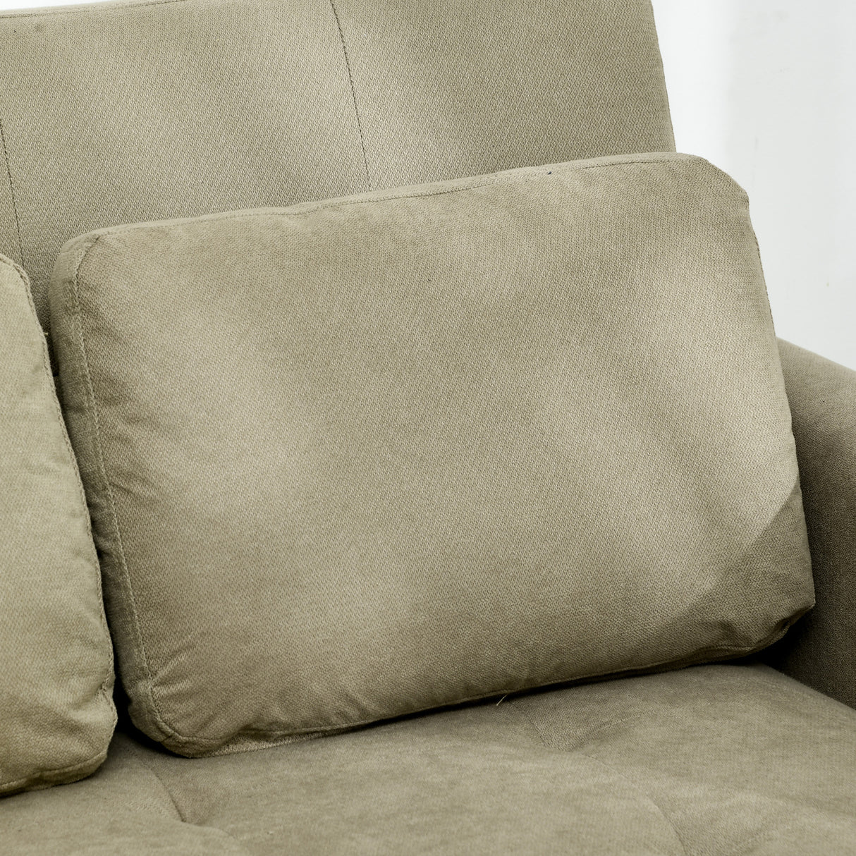 Snow Flannel Fabric 2 Seater Sofa Bed 120cm Wide With 2 Pillows - Velmora