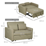 Snow Flannel Fabric 2 Seater Sofa Bed 120cm Wide With 2 Pillows - Velmora