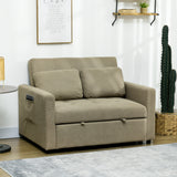 Snow Flannel Fabric 2 Seater Sofa Bed 120cm Wide With 2 Pillows - Velmora