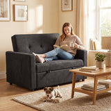 Snow Flannel Fabric 2 Seater Sofa Bed 120cm Wide With 2 Pillows - Velmora
