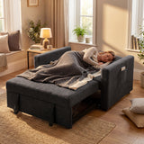 Snow Flannel Fabric 2 Seater Sofa Bed 120cm Wide With 2 Pillows - Velmora