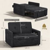 Snow Flannel Fabric 2 Seater Sofa Bed 120cm Wide With 2 Pillows - Velmora