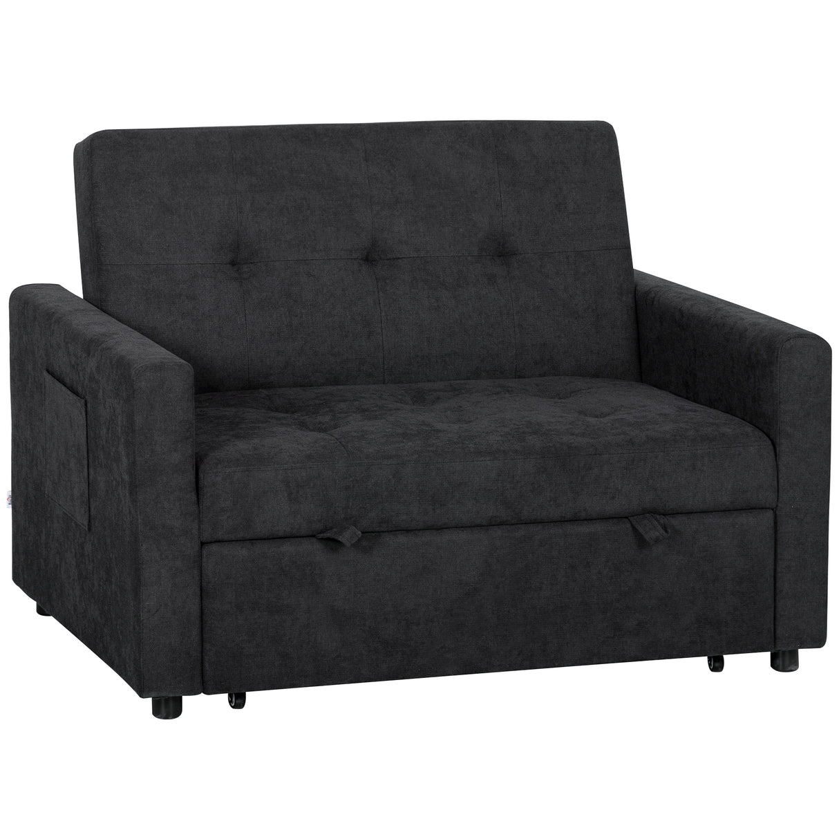 Snow Flannel Fabric 2 Seater Sofa Bed 120cm Wide With 2 Pillows - Velmora