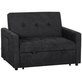 Snow Flannel Fabric 2 Seater Sofa Bed 120cm Wide With 2 Pillows - Velmora
