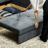 Snow Flannel Fabric 2 Seater Sofa Bed 152cm Wide With Storage And 2 Pillows - Velmora