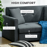 Snow Flannel Fabric 2 Seater Sofa Bed 152cm Wide With Storage And 2 Pillows - Velmora