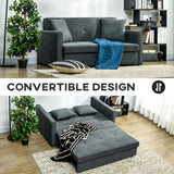 Snow Flannel Fabric 2 Seater Sofa Bed 152cm Wide With Storage And 2 Pillows - Velmora