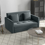 Snow Flannel Fabric 2 Seater Sofa Bed 152cm Wide With Storage And 2 Pillows - Velmora