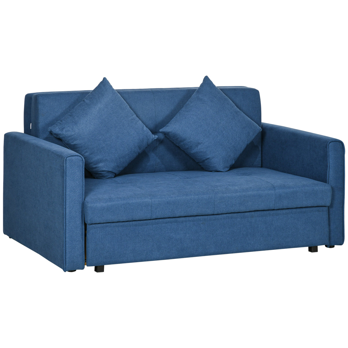 Snow Flannel Fabric 2 Seater Sofa Bed 152cm Wide With Storage And 2 Pillows - Velmora