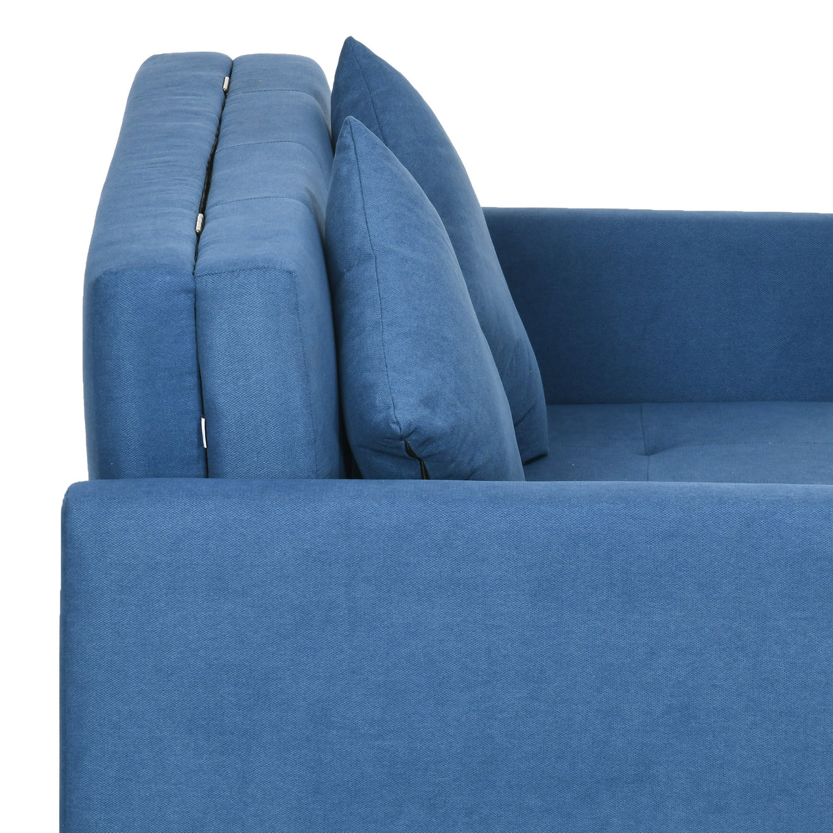 Snow Flannel Fabric 2 Seater Sofa Bed 152cm Wide With Storage And 2 Pillows - Velmora