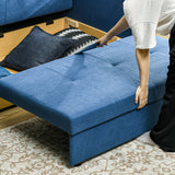 Snow Flannel Fabric 2 Seater Sofa Bed 152cm Wide With Storage And 2 Pillows - Velmora