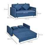 Snow Flannel Fabric 2 Seater Sofa Bed 152cm Wide With Storage And 2 Pillows - Velmora