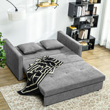 Snow Flannel Fabric 2 Seater Sofa Bed 152cm Wide With Storage And 2 Pillows - Velmora