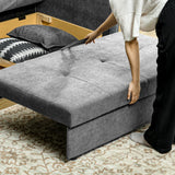 Snow Flannel Fabric 2 Seater Sofa Bed 152cm Wide With Storage And 2 Pillows - Velmora