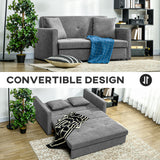Snow Flannel Fabric 2 Seater Sofa Bed 152cm Wide With Storage And 2 Pillows - Velmora
