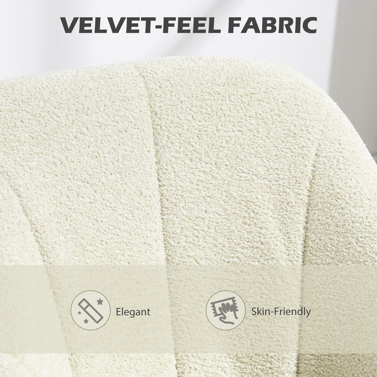 Snow Flannel Fabric Home And Office Chair 64cm Wide - Velmora
