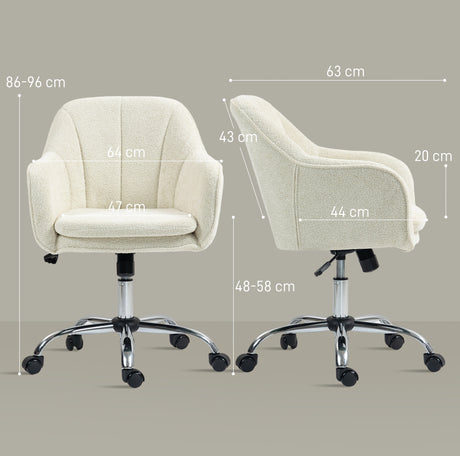 Snow Flannel Fabric Home And Office Chair 64cm Wide - Velmora