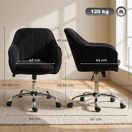 Snow Flannel Fabric Home And Office Chair 64cm Wide - Velmora