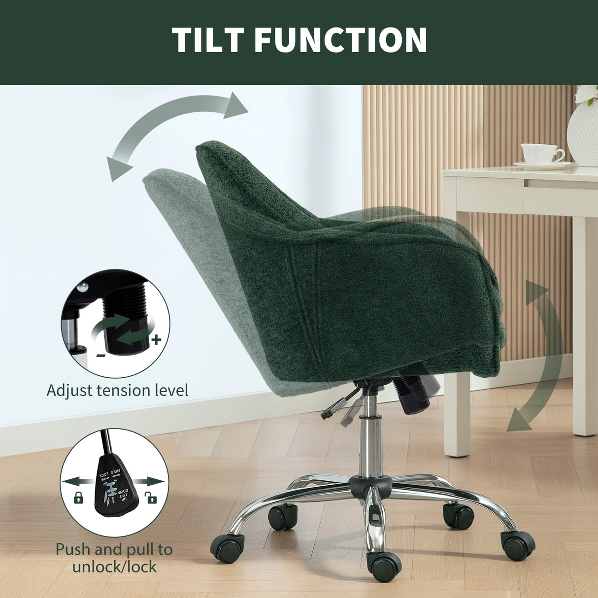 Snow Flannel Fabric Home And Office Chair 64cm Wide - Velmora