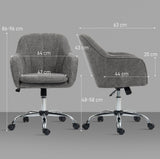 Snow Flannel Fabric Home And Office Chair 64cm Wide - Velmora