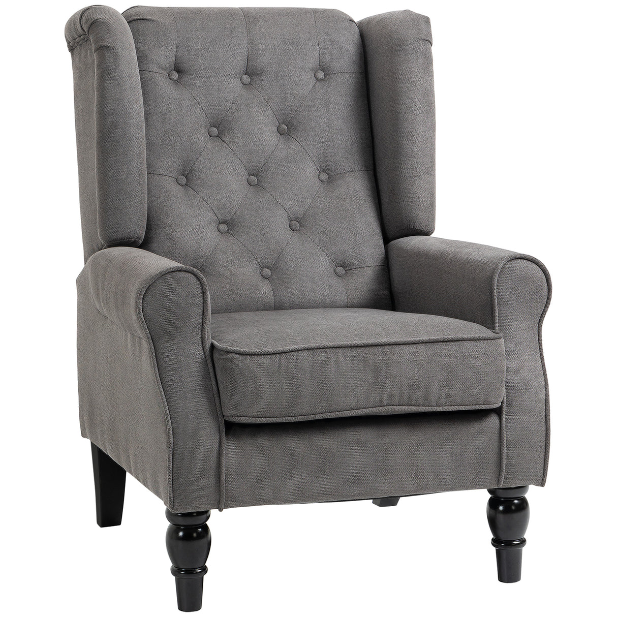 Snow Flannel Fabric Wingback Occasional Chair 74cm Wide - Velmora