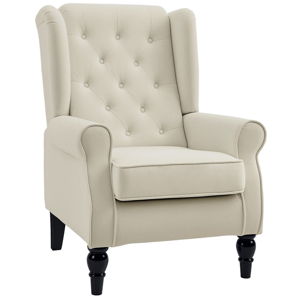 Snow Flannel Fabric Wingback Occasional Chair 74cm Wide - Velmora