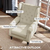 Snow Flannel Fabric Wingback Occasional Chair 74cm Wide - Velmora
