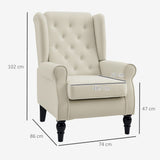 Snow Flannel Fabric Wingback Occasional Chair 74cm Wide - Velmora