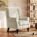Snow Flannel Fabric Wingback Occasional Chair 74cm Wide - Velmora