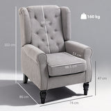 Snow Flannel Fabric Wingback Occasional Chair 74cm Wide - Velmora