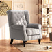 Snow Flannel Fabric Wingback Occasional Chair 74cm Wide - Velmora