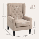 Snow Flannel Fabric Wingback Occasional Chair 74cm Wide - Velmora