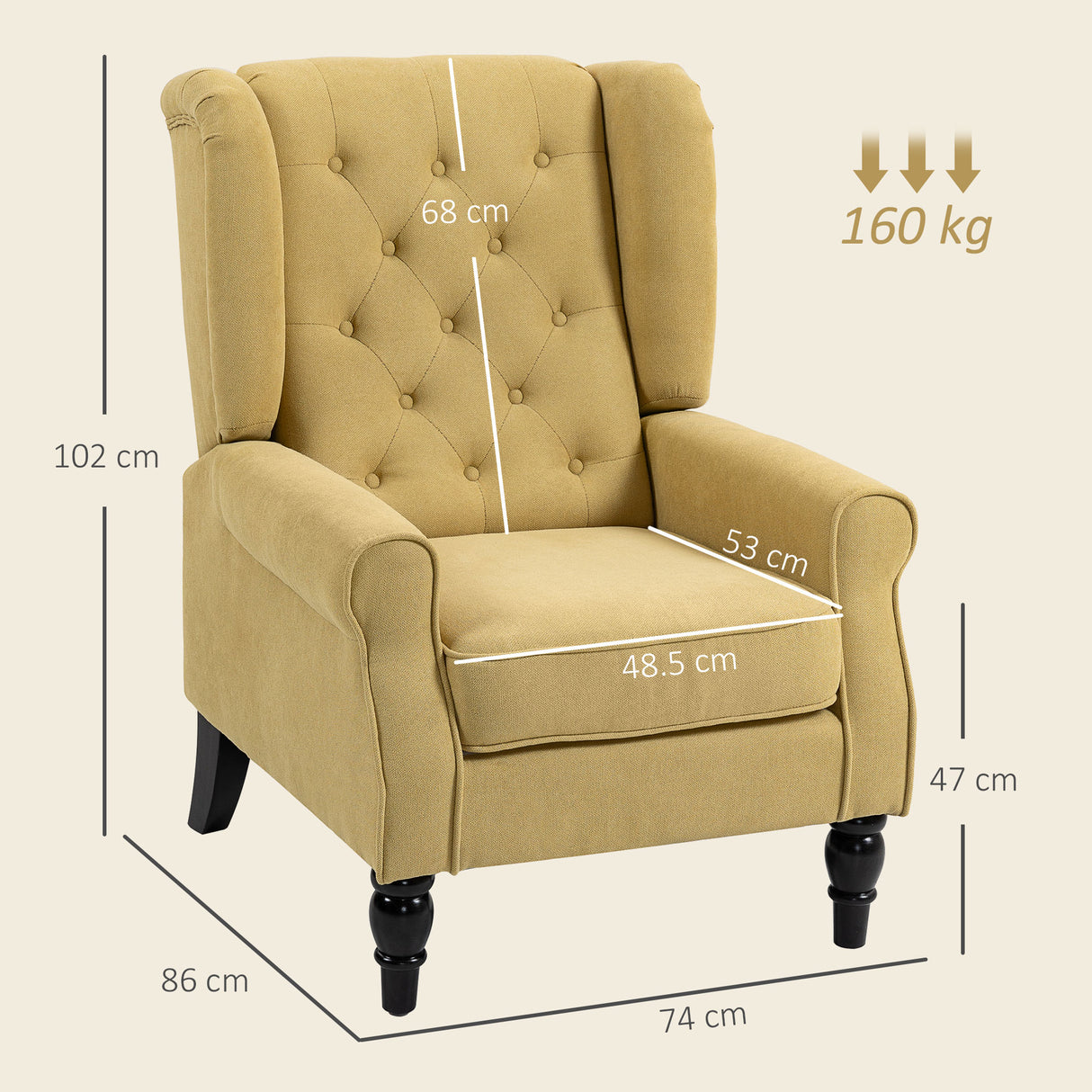 Snow Flannel Fabric Wingback Occasional Chair 74cm Wide - Velmora