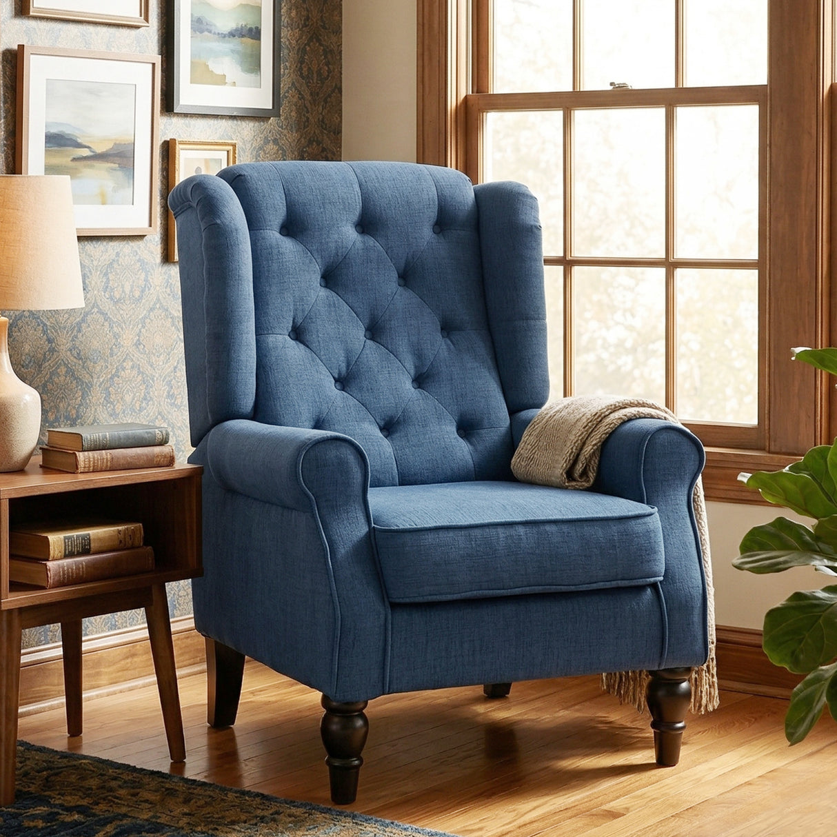 Snow Flannel Fabric Wingback Occasional Chair 74cm Wide - Velmora