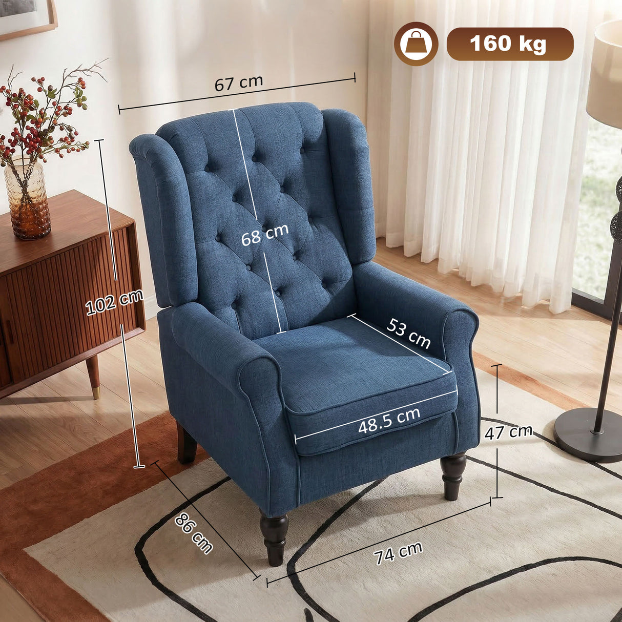 Snow Flannel Fabric Wingback Occasional Chair 74cm Wide - Velmora