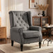 Snow Flannel Fabric Wingback Occasional Chair 74cm Wide - Velmora
