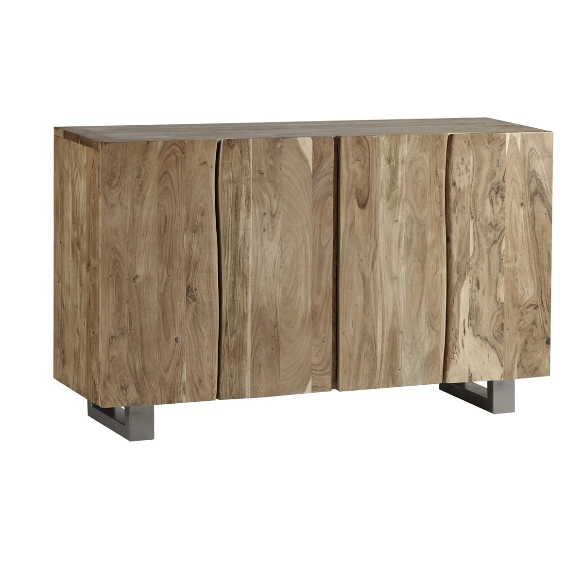 Solid Acacia Wood Storage Cabinet With 4 Doors - Baltic Live Edge