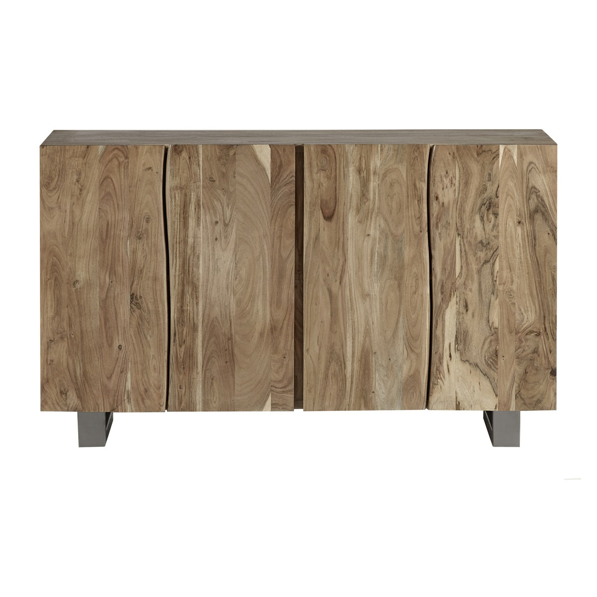 Solid Acacia Wood Storage Cabinet With 4 Doors - Baltic Live Edge